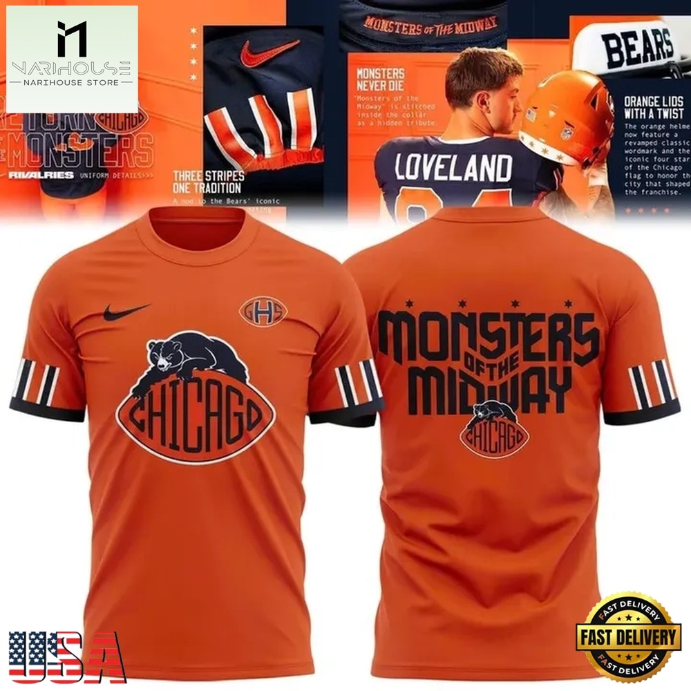 Chicago Bears NFL Return Of The Monsters 2026 Orange T Shirt, Hot 3D Shirt Trend Chicago Bears NFL Return Of The Monsters 2026 Orange T Shirt, Hot 3D Shirt Trend