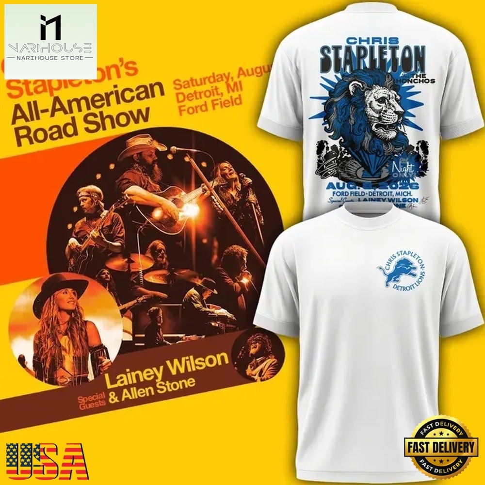 Chris Stapleton Show x Detroit Lions 2026 White 3D Shirt , Music Fans 3D T Shirt Chris Stapleton Show x Detroit Lions 2026 White 3D Shirt , Music Fans 3D T Shirt