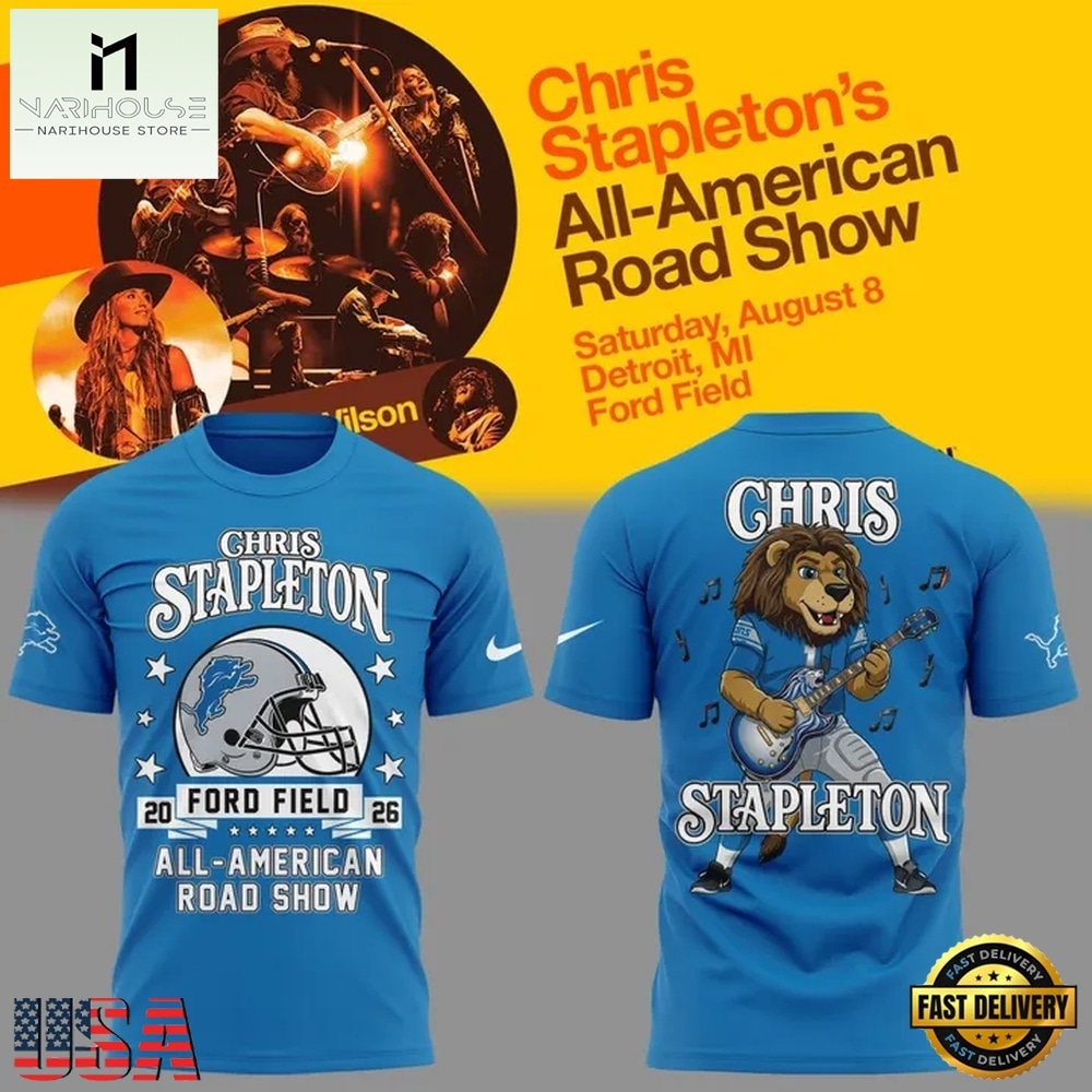 Chris Stapleton x Detroit Lions All American Road Show New 3D Shirt , Music Fans 3D T Shirt Chris Stapleton x Detroit Lions All American Road Show New 3D Shirt , Music Fans 3D T Shirt