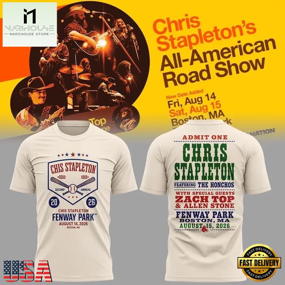 Chris Stapleton x Fenway Park All American Road Show 2026 Spceical New 3D Shirt , Popular 3D Music Tee Chris Stapleton x Fenway Park All American Road Show 2026 Spceical New 3D Shirt , Popular 3D Music Tee