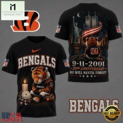 Cincinnati Bengals NFL 9 11 25th Anniversary Never Forget Memorial 3D T Shirt, NFL Sporty Shirt Cincinnati Bengals Nfl 9 11 25th Anniversary Never Forget Memorial 3D T Shirt
