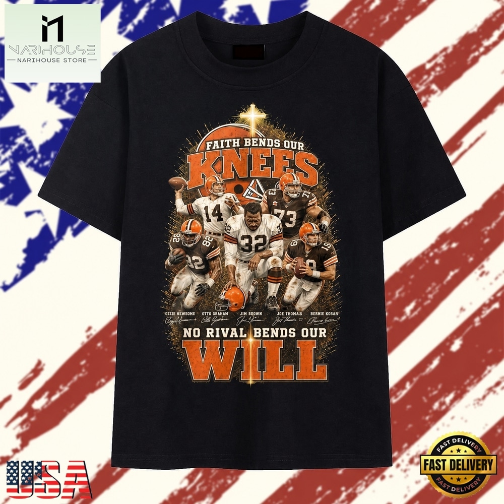 Cleveland Browns Faith Bends Our Knees Legends Signatures Football T Shirt, Stylish 2D Graphic Shirt Cleveland Browns Faith Bends Our Knees Legends Signatures Football T Shirt, Stylish 2D Graphic Shirt