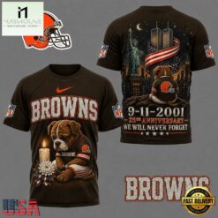 Cleveland Browns NFL 9 11 25th Anniversary Never Forget Memorial 3D T Shirt, NFL Sporty Shirt Cleveland Browns Nfl 9 11 25th Anniversary Never Forget Memorial 3D T Shirt