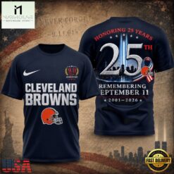 Cleveland Browns NFL Honoring 25 Years Remembering September 11 T Shirt, NFL Sporty Shirt Cleveland Browns Nfl Honoring 25 Years Remembering September 11 T Shirt