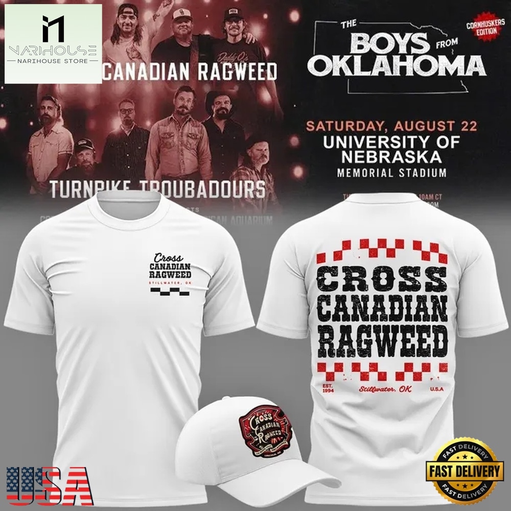 Cross Canadian Ragweed x Nebraska 2026 White T Shirt, Popular 3D Music Tee Cross Canadian Ragweed x Nebraska 2026 White T Shirt, Popular 3D Music Tee