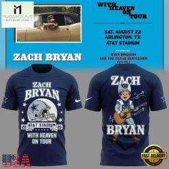 Dallas Cowboy x Zach Bryan With Heaven On Tour 2026 T Shirt, Popular 3D Music Tee Dallas Cowboy X Zach Bryan With Heaven ON Tour 2026 T Shirt