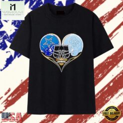 Dallas Cowboys and North Carolina Tar Heels heart to head helmet football T Shirt , Stylish 2D Graphic Shirt Dallas Cowboys And North Carolina Tar Heels Heart TO Head Helmet Football T Shirt