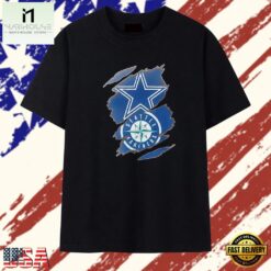 Dallas Cowboys and Seattle Mariners ripped logo T Shirt , Stylish 2D Graphic Shirt Dallas Cowboys And Seattle Mariners Ripped Logo T Shirt
