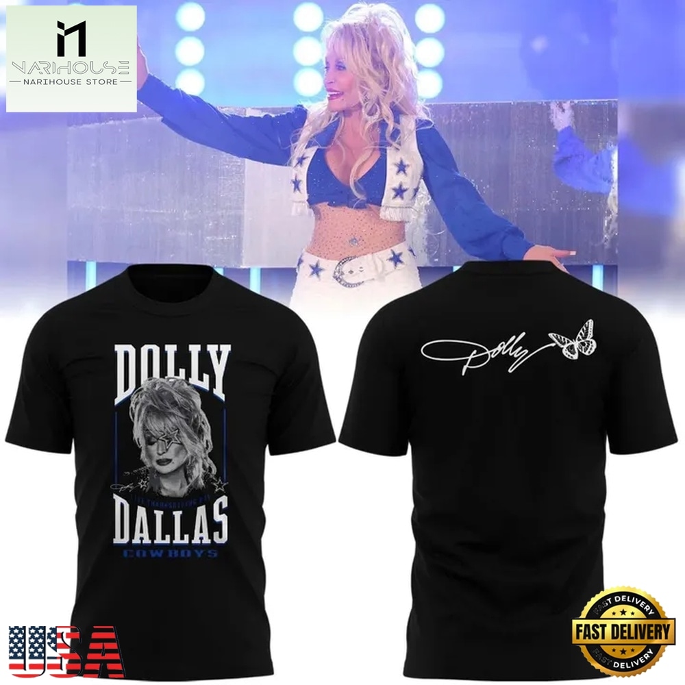 Dallas Cowboys Dolly Parton Signature Black T Shirt, Popular 3D Music Tee Dallas Cowboys Dolly Parton Signature Black T Shirt, Popular 3D Music Tee