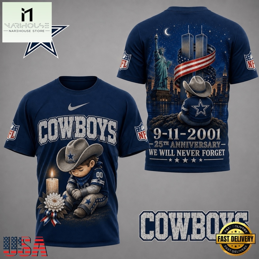 Dallas Cowboys NFL 9 11 25th Anniversary Never Forget Memorial 3D T Shirt, NFL Sporty Shirt Dallas Cowboys NFL 9 11 25th Anniversary Never Forget Memorial 3D T Shirt, NFL Sporty Shirt