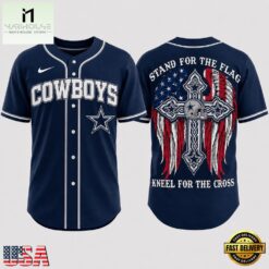 Dallas Cowboys NFL Stand For The Flag Kneel For The Cross Baseball Jersey Shirt , NFL Game Day Jersey Dallas Cowboys Nfl Stand For The Flag Kneel For The Cross Baseball Jersey Shirt