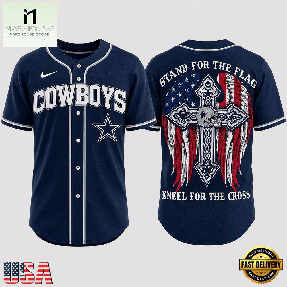 Dallas Cowboys NFL Stand For The Flag Kneel For The Cross Baseball Jersey Shirt , NFL Game Day Jersey Dallas Cowboys NFL Stand For The Flag Kneel For The Cross Baseball Jersey Shirt , NFL Game Day Jersey