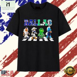 Dallas Rangers Cowboys Stars and Mavericks mascot road on corsswark T Shirt, Stylish 2D Graphic Shirt Dallas Rangers Cowboys Stars And Mavericks Mascot Road ON Corsswark T Shirt