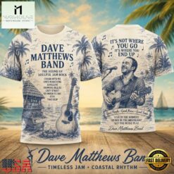 Dave Matthews Band Coastal Palm Vintage Guitar 3D Shirt , Popular 3D Music Tee Dave Matthews Band Coastal Palm Vintage Guitar 3D Shirt