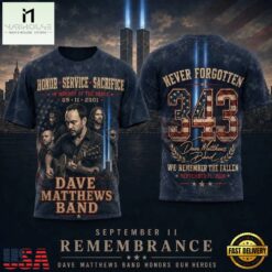 Dave Matthews Band September 11 343 Tribute Twin Towers Remembrance 3D Shirt, Popular 3D Music Tee Dave Matthews Band September 11 343 Tribute Twin Towers Remembrance 3D Shirt