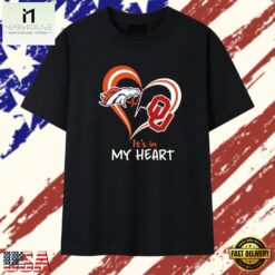 Denver Broncos and Oklahoma Sooners it’s in my heart T Shirt , Stylish 2D Graphic Shirt Denver Broncos And Oklahoma Sooners IT S IN MY Heart T Shirt