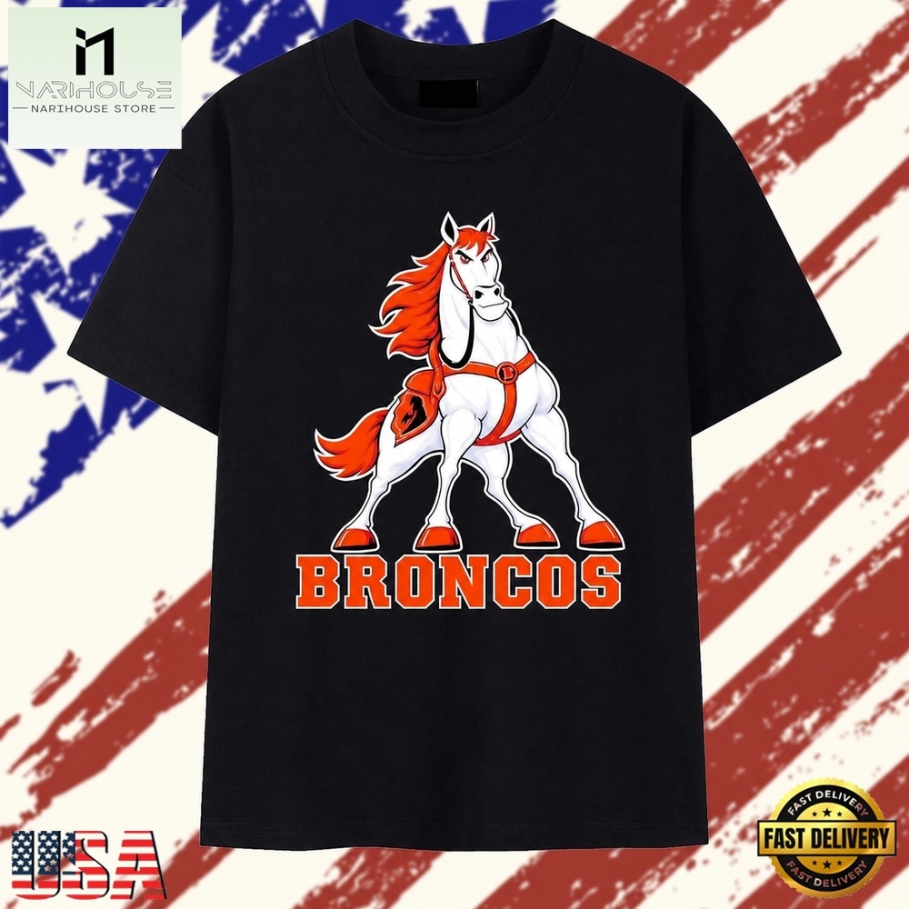 Denver Broncos Mascot Logo NFL Football T Shirt, Stylish 2D Graphic Shirt Denver Broncos Mascot Logo NFL Football T Shirt, Stylish 2D Graphic Shirt