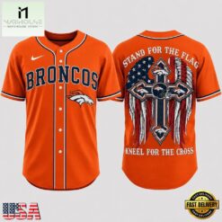 Denver Broncos NFL Stand For The Flag Kneel For The Cross Baseball Jersey Shirt , NFL Game Day Jersey Denver Broncos Nfl Stand For The Flag Kneel For The Cross Baseball Jersey Shirt