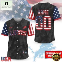 Detroit Lions NFL American Pride Custom Baseball Jersey Shirt , NFL Game Day Jersey Detroit Lions Nfl American Pride Custom Baseball Jersey Shirt