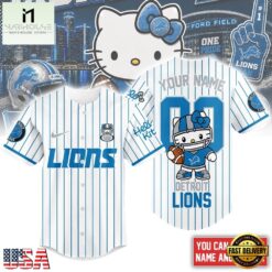 Detroit Lions NFL Kitty Game Day Custom Baseball Jersey Shirt , NFL Game Day Jersey Detroit Lions Nfl Kitty Game Day Custom Baseball Jersey Shirt