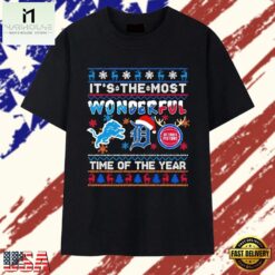 Detroit Sports Teams Logo Its The Most Wonderful Time Of The Year Christmas T Shirt , Stylish 2D Graphic Shirt Detroit Sports Teams Logo Its The Most Wonderful Time OF The Year Christmas T Shirt