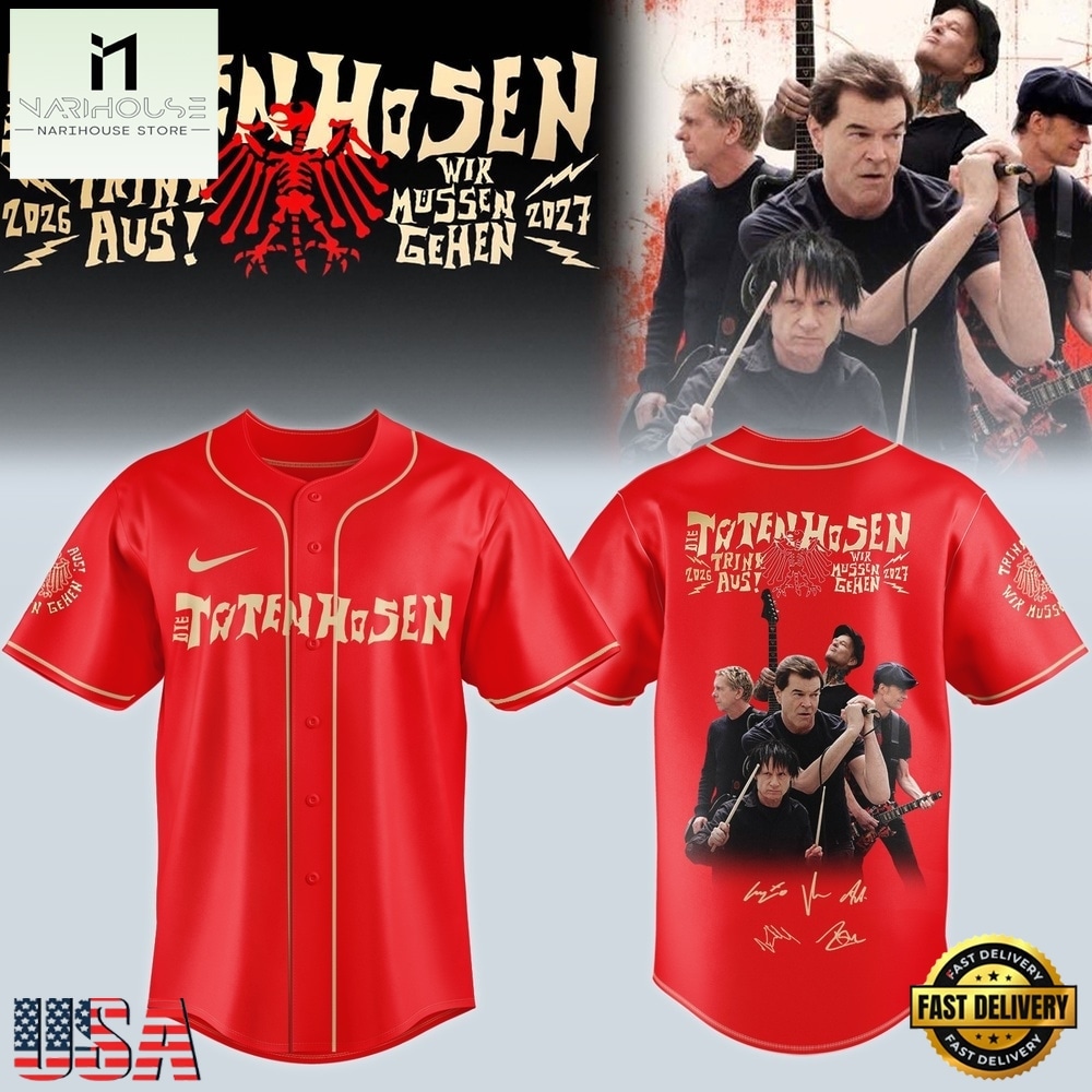 Die Toten Hosen Trink Aus Wir Müssen Gehen Tour 2026 27 Red Baseball Jersey , Concert Baseball Jersey Die Toten Hosen Trink Aus Wir Müssen Gehen Tour 2026 27 Red Baseball Jersey , Concert Baseball Jersey
