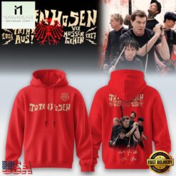 Die Toten Hosen Trink Aus Wir Müssen Gehen Tour 2026 27 Red Hoodie , Popular 3D Music Tee Die Toten Hosen Trink Aus Wir Mussen Gehen Tour 2026 27 Red Hoodie