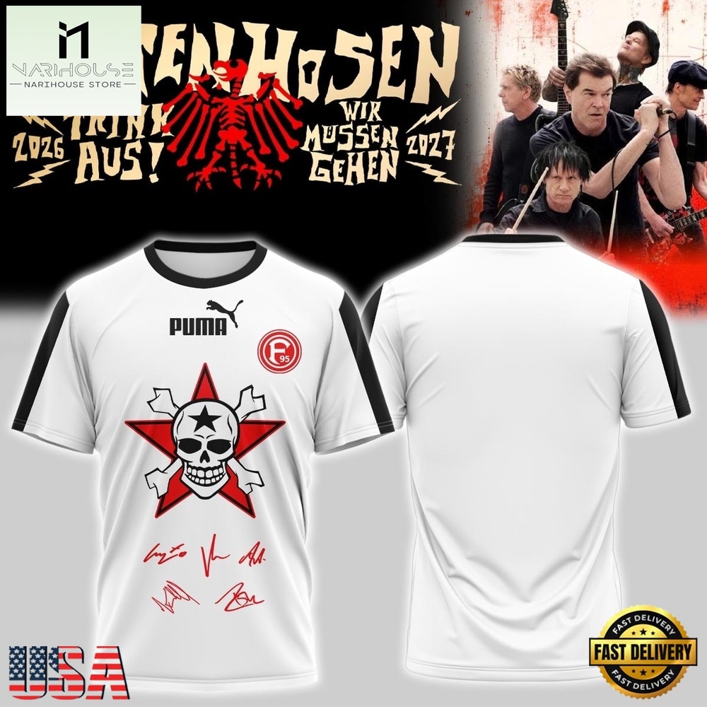 Die Toten Hosen Trink Aus Wir Müssen Gehen Tour 2026 27 White T Shirt , Popular 3D Music Tee Die Toten Hosen Trink Aus Wir Müssen Gehen Tour 2026 27 White T Shirt , Popular 3D Music Tee