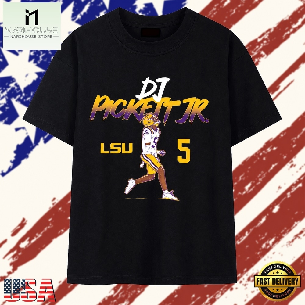 DJ Pickett Jr. 5 LSU Tigers Football Pose T Shirt, Stylish 2D Graphic Shirt DJ Pickett Jr. 5 LSU Tigers Football Pose T Shirt, Stylish 2D Graphic Shirt