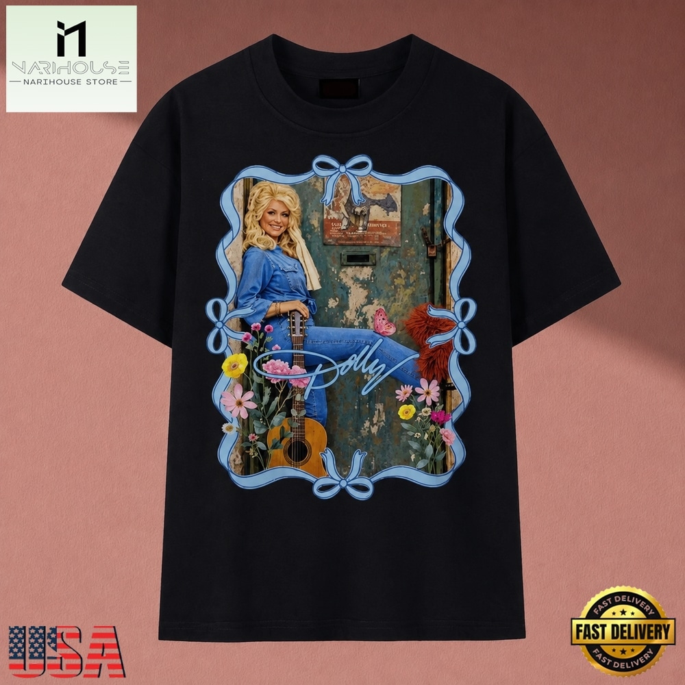Dolly Parton Country Music Floral Ribbon Frame Vintage Graphic T Shirt, Music Fan 2D Shirt Dolly Parton Country Music Floral Ribbon Frame Vintage Graphic T Shirt, Music Fan 2D Shirt