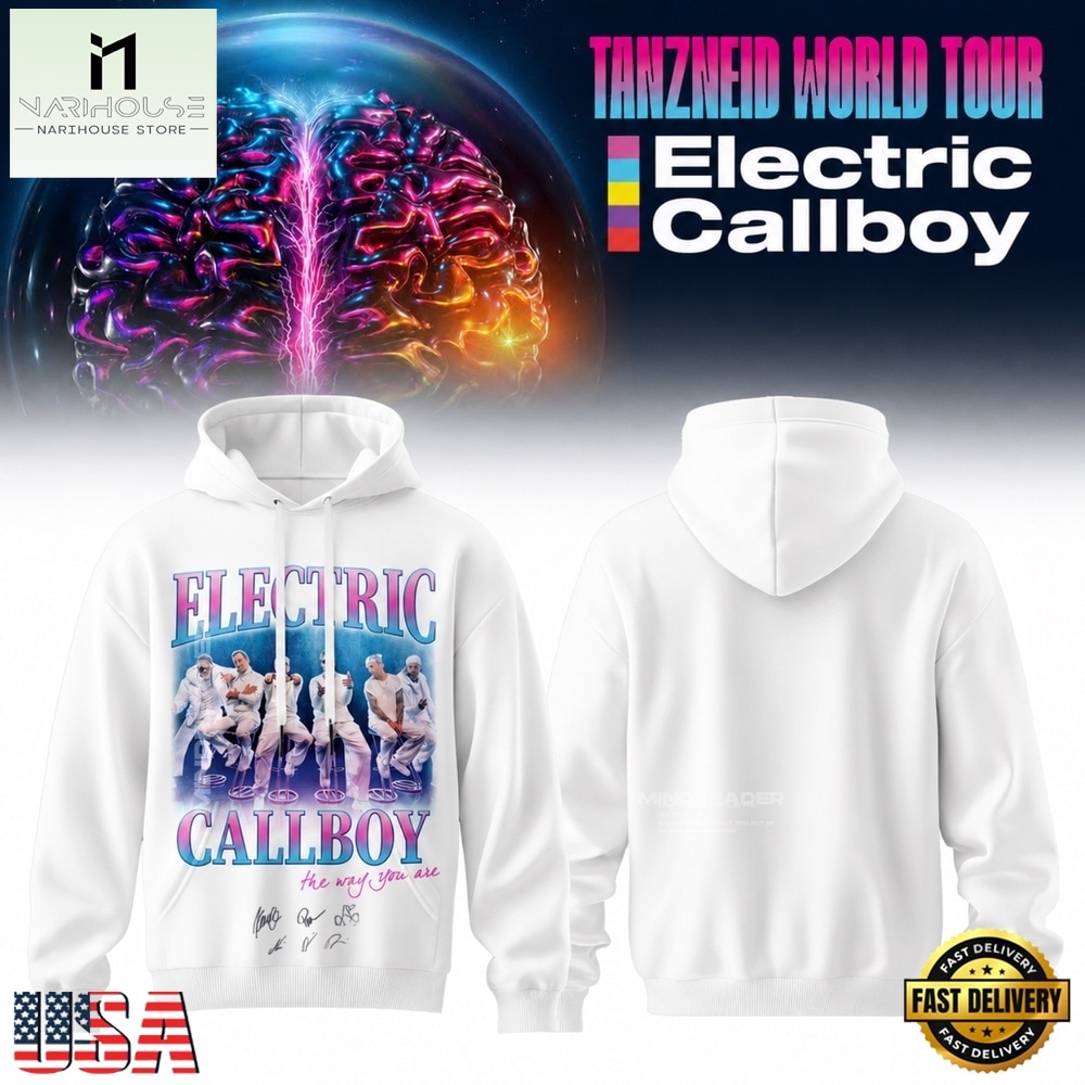 Electric Callboy Tanzneid World Tour 2026 Signature White Hoodie, Popular 3D Music Tee Electric Callboy Tanzneid World Tour 2026 Signature White Hoodie, Popular 3D Music Tee