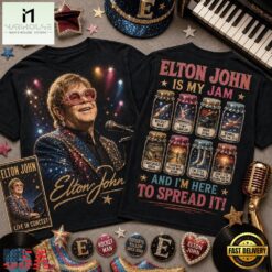 Elton John Is My Jam Greatest Hits Front and Back T Shirt, Popular 3D Music Tee Elton John IS MY Jam Greatest Hits Front And Back T Shirt