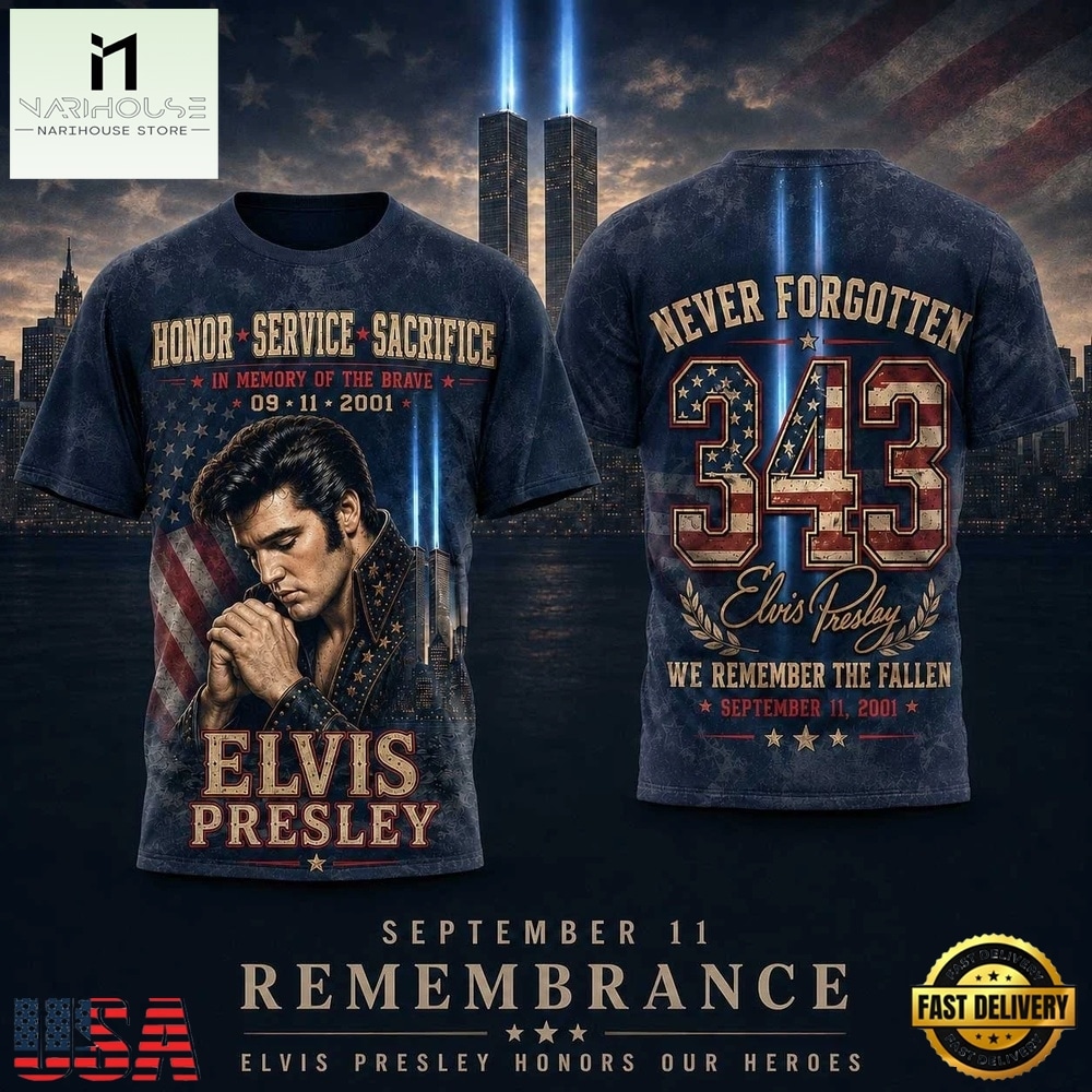 Elvis Presley 911 Tribute Twin Towers 343 Fallen Heroes 3D Shirt, Popular 3D Music Tee Elvis Presley 911 Tribute Twin Towers 343 Fallen Heroes 3D Shirt, Popular 3D Music Tee