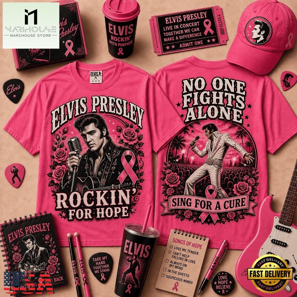 Elvis Presley No One Fights Alone Breast Cancer Awareness 3D Shirt, Popular 3D Music Tee Elvis Presley No One Fights Alone Breast Cancer Awareness 3D Shirt, Popular 3D Music Tee