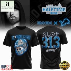 Eminem x Detroit Lions Signature 3D All Grit 313 T Shirt , Popular 3D Music Tee Eminem X Detroit Lions Signature 3D All Grit 313 T Shirt