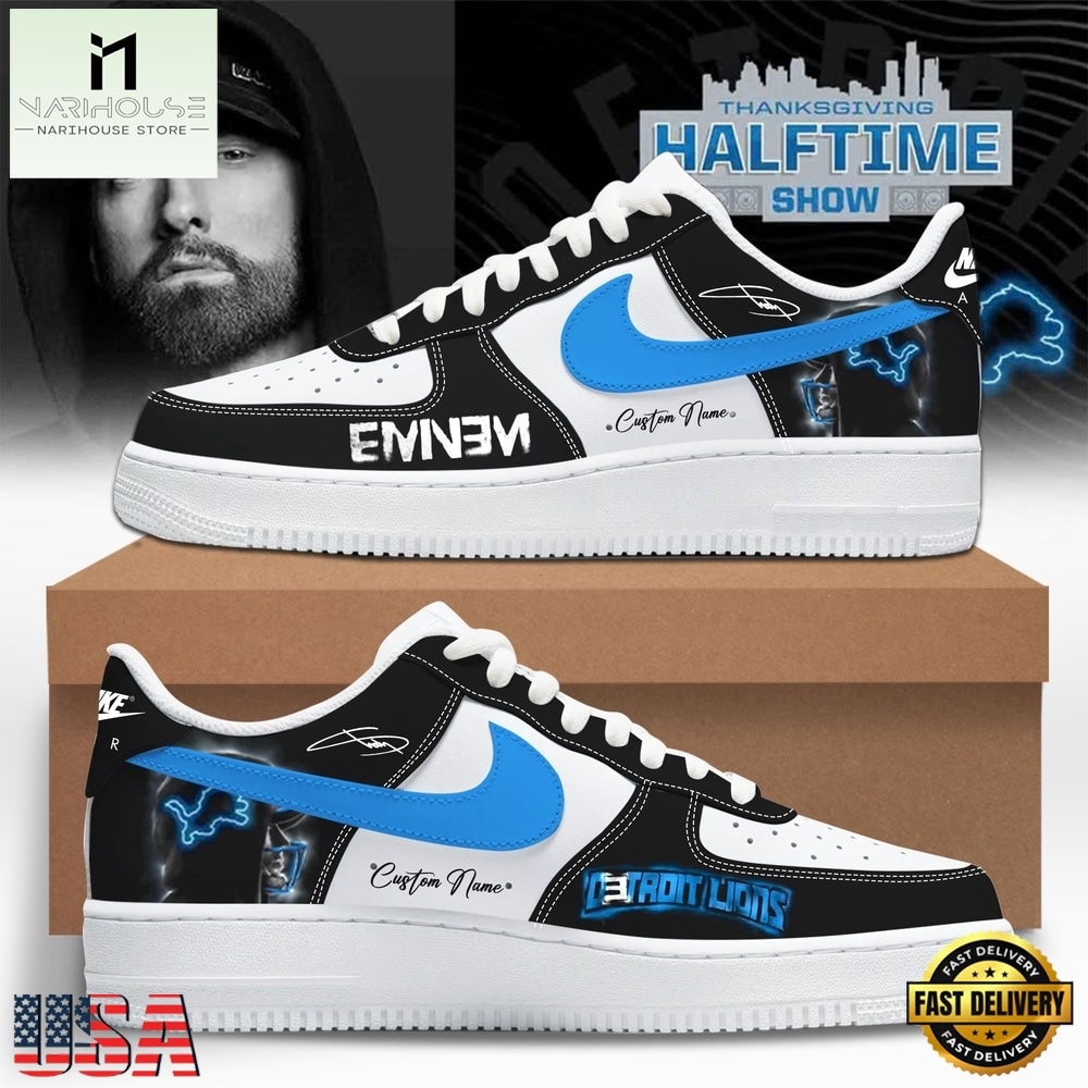 Eminem x Detroit Lions Signature Air Force 1 Shoes Sneakers , Music Artist AF1 Shoes Eminem x Detroit Lions Signature Air Force 1 Shoes Sneakers , Music Artist AF1 Shoes