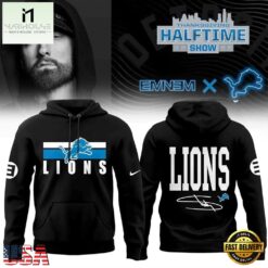 Eminem x Detroit Lions Signature Limited Edition Black Hoodie , Popular 3D Music Tee Eminem X Detroit Lions Signature Limited Edition Black Hoodie
