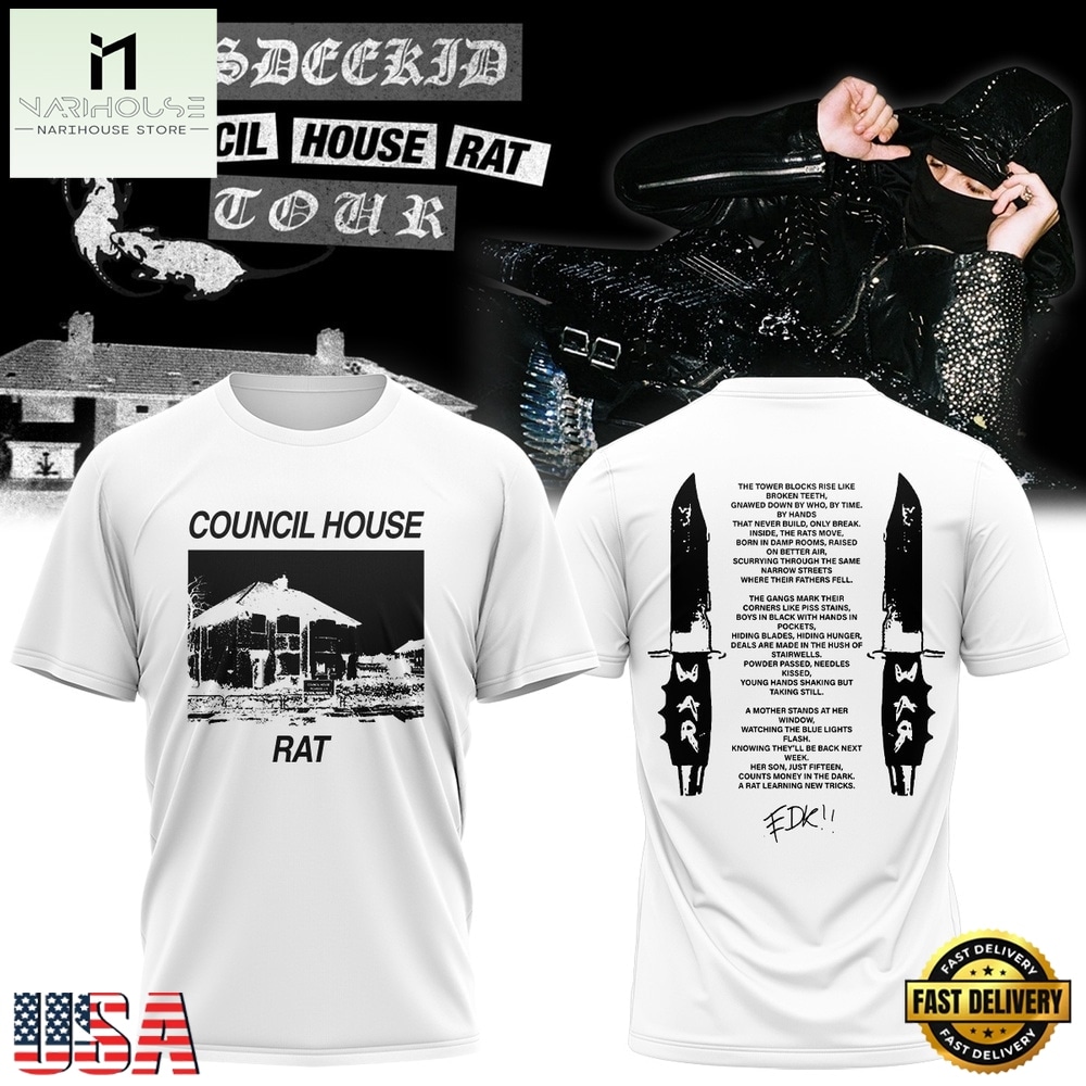 EsDeeKid Council House Rat Tour 2026 Schedule T Shirt , Music Fans 3D T Shirt EsDeeKid Council House Rat Tour 2026 Schedule T Shirt , Music Fans 3D T Shirt