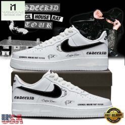 EsDeeKid Council House Rat Tour 2026 White Air Force 1 Shoes Sneaker , Music Artist AF1 Shoes Esdeekid Council House Rat Tour 2026 White Air Force 1 Shoes Sneaker