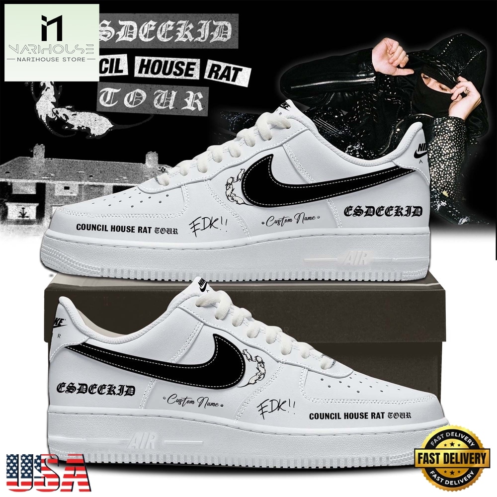 EsDeeKid Council House Rat Tour 2026 White Air Force 1 Shoes Sneaker , Music Artist AF1 Shoes EsDeeKid Council House Rat Tour 2026 White Air Force 1 Shoes Sneaker , Music Artist AF1 Shoes