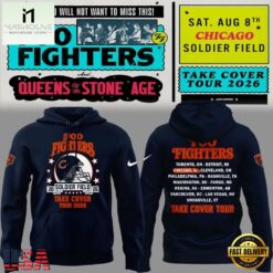Exclusive Foo Fighters x Chicago Bears, Take Cover Tour 2026 Hoodie , Music Fans 3D T Shirt Exclusive Foo Fighters X Chicago Bears Take Cover Tour 2026 Hoodie