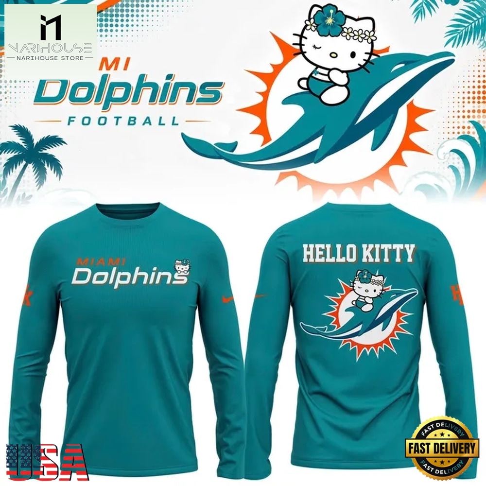 Exclusive Miami Dolphins x Hello Kitty 2026 Blue Long Sleeve Shirt , Music Fans 3D T Shirt Exclusive Miami Dolphins x Hello Kitty 2026 Blue Long Sleeve Shirt , Music Fans 3D T Shirt