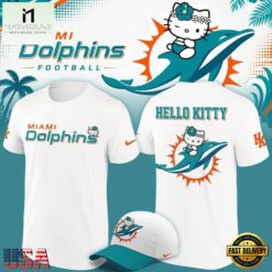 Exclusive Miami Dolphins x Hello Kitty 2026 White T Shirt , Music Fans 3D T Shirt Exclusive Miami Dolphins X Hello Kitty 2026 White T Shirt