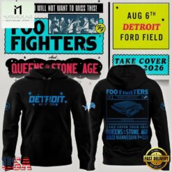 Exclusive Version Detroit Lions x Foo Fighters 2026 Black Hoodie , Music Fans 3D T Shirt Exclusive Version Detroit Lions X Foo Fighters 2026 Black Hoodie