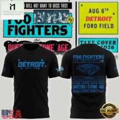Exclusive Version Detroit Lions x Foo Fighters 2026 Black T Shirt , Music Fans 3D T Shirt Exclusive Version Detroit Lions X Foo Fighters 2026 Black T Shirt