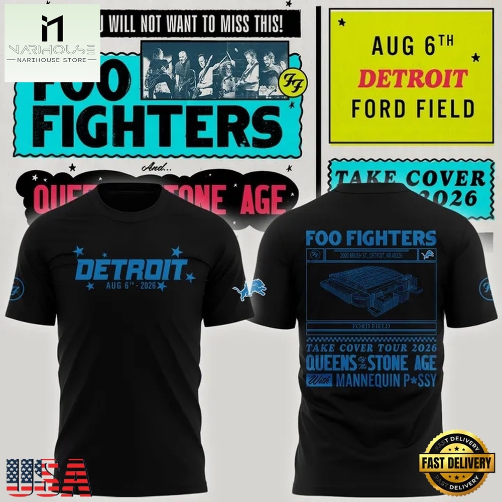 Exclusive Version Detroit Lions x Foo Fighters 2026 Black T Shirt , Music Fans 3D T Shirt Exclusive Version Detroit Lions x Foo Fighters 2026 Black T Shirt , Music Fans 3D T Shirt