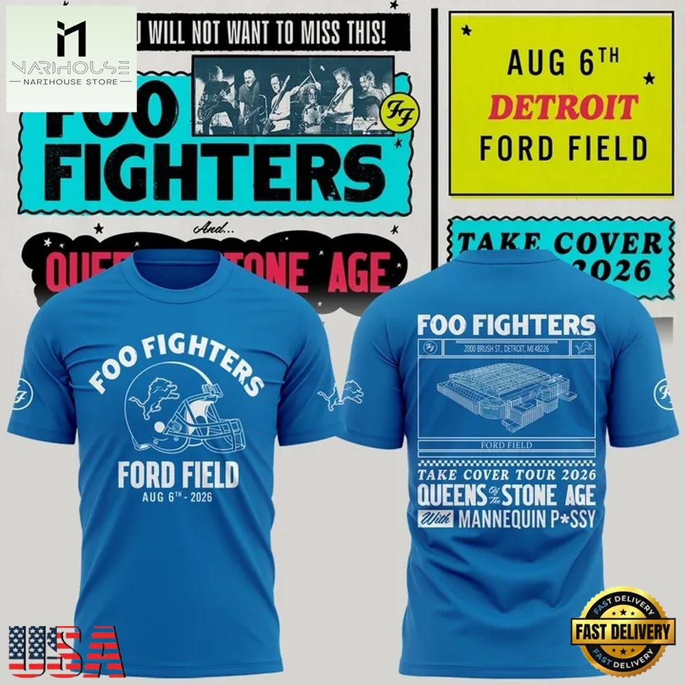 Exclusive Version Detroit Lions x Foo Fighters 2026 Blue T Shirt , Music Fans 3D T Shirt Exclusive Version Detroit Lions x Foo Fighters 2026 Blue T Shirt , Music Fans 3D T Shirt