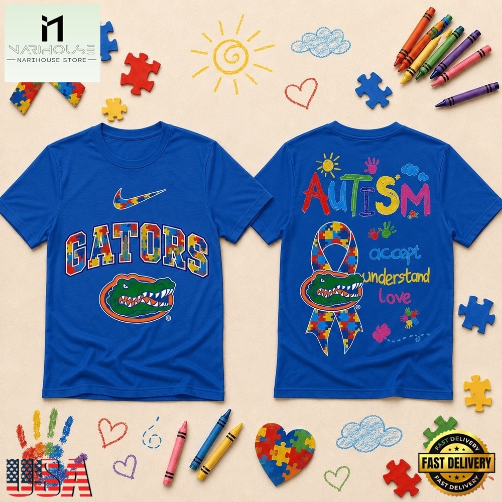 Florida Gators NCAA Autism Awareness Puzzle Ribbon T Shirt , NCAA College 3D Shirt Florida Gators NCAA Autism Awareness Puzzle Ribbon T Shirt , NCAA College 3D Shirt