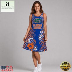 Florida Gators NCAA Sporty Floral Elegance Women’s Sleeveless Dress, NCAA Women Team Dress Florida Gators Ncaa Sporty Floral Elegance Women S Sleeveless Dress