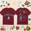 Florida State Seminoles NCAA Autism Awareness Puzzle Ribbon T Shirt , NCAA College 3D Shirt Florida State Seminoles Ncaa Autism Awareness Puzzle Ribbon T Shirt